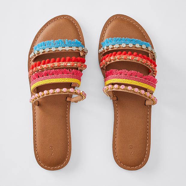 Pom Pom Sandals - Tan Brights | Target Australia