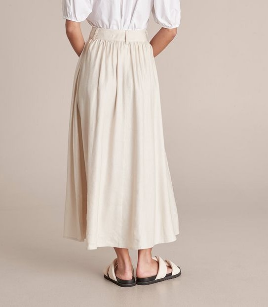 Preview Linen Blend Yoke Gathered Skirt
