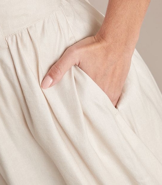 Preview Linen Blend Yoke Gathered Skirt