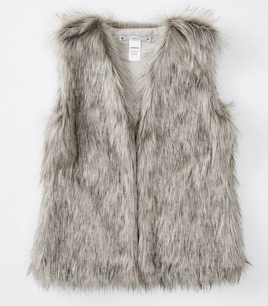 Girls Faux Fur Vest - Neutral