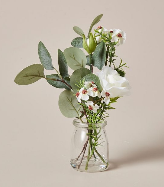Faux Greenery in Glass Vase - Small