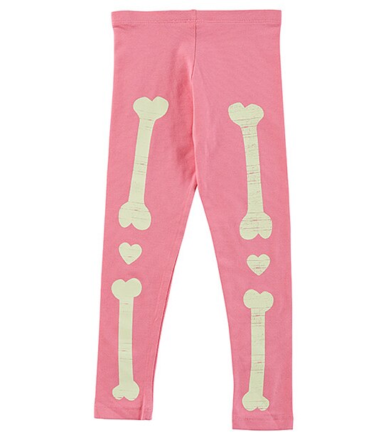 Girls' Full Length Glow In The Dark Bones Print Leggings