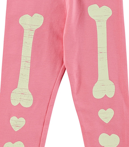 Girls' Full Length Glow In The Dark Bones Print Leggings