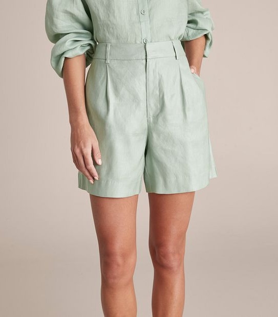 Preview Linen Blend Pleat Front Shorts