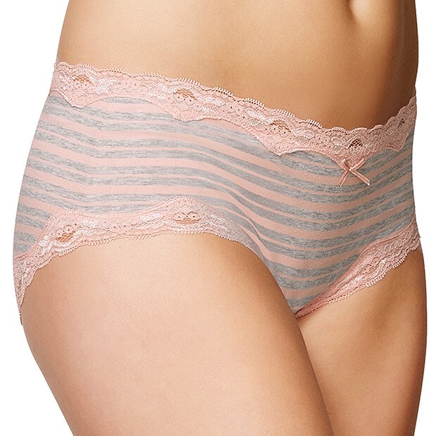 Lace Boyleg Briefs - Blush Stripes