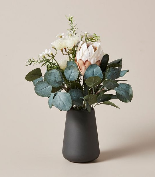 Faux Floral in Ceramic Vase