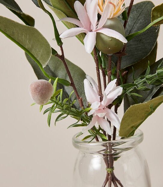 Faux Floral in Glass Vase - Small