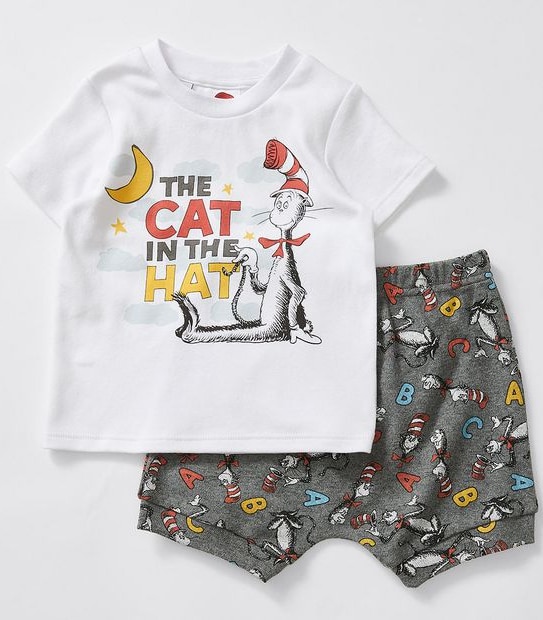 Baby Dr Suess Pyjama Set - White/grey