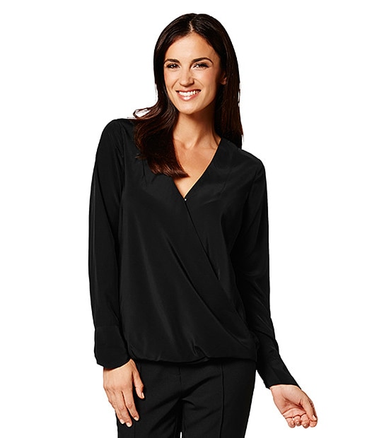 Drape Front Blouse - Black