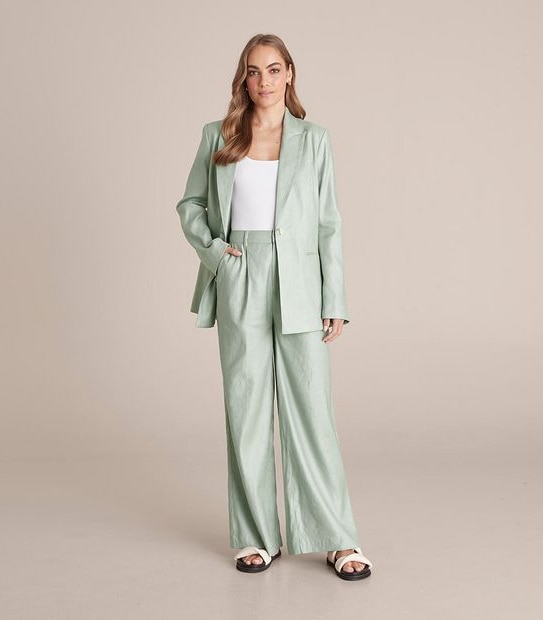 Preview Linen Blend Wide Leg Pants
