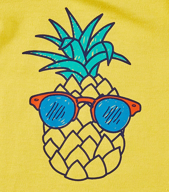 Short Sleeve Pineapple Print T-Shirt
