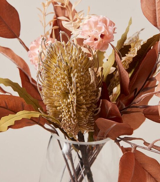 Faux Native Arrangement in Glass Vase
