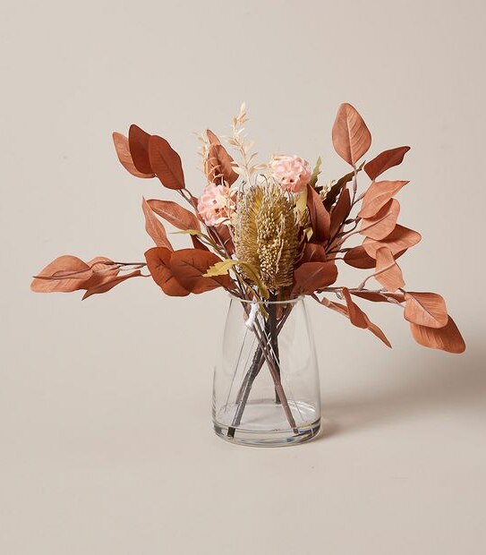 Faux Native Arrangement in Glass Vase