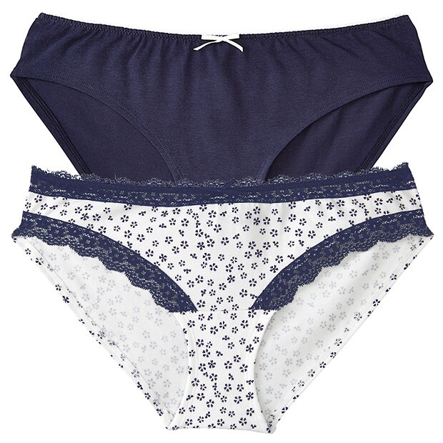 Lily Loves 2 Pack Bikini Briefs - Peacoat/White Lily Loves 2 Pack Bikini Briefs - Peacoat/White