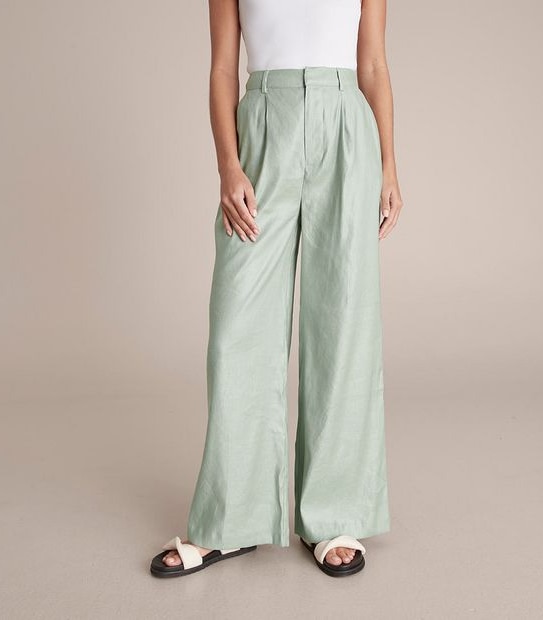 Preview Linen Blend Wide Leg Pants