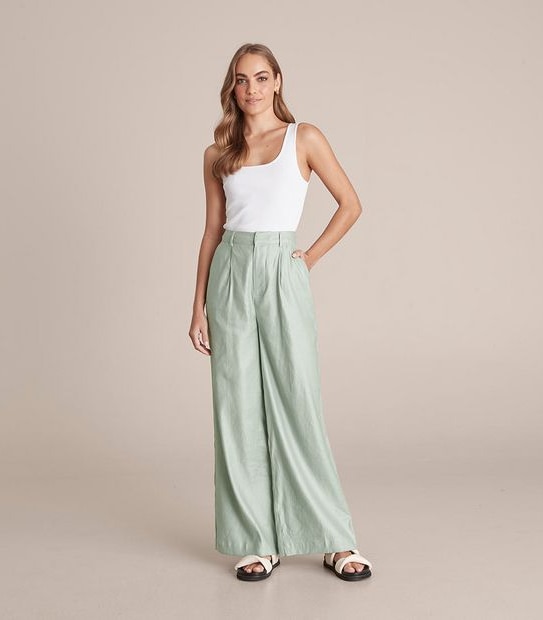 Preview Linen Blend Wide Leg Pants