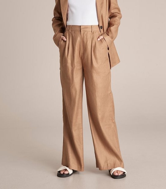 Preview Linen Blend Wide Leg Pants