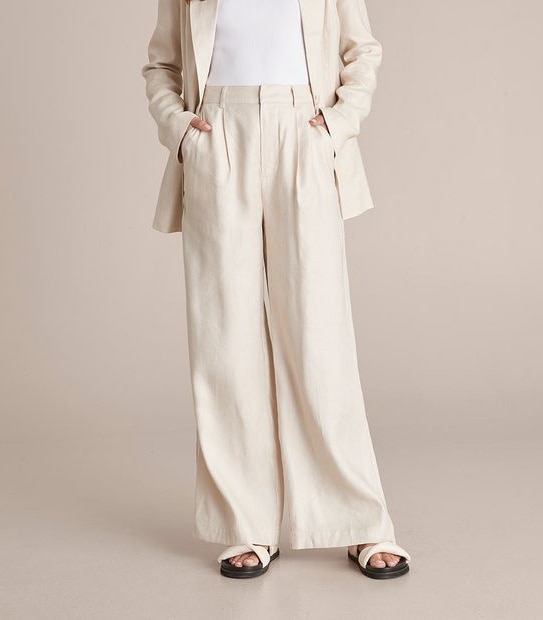 Preview Linen Blend Wide Leg Pants