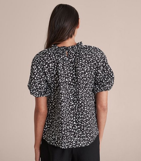 Preview Linen Blend Frill Neck Blouse