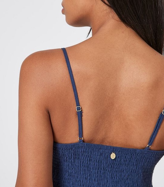 Piping Hot Button Through Linen Blend Midi Dress