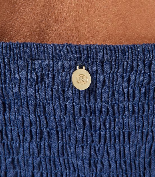 Piping Hot Button Through Linen Blend Midi Dress