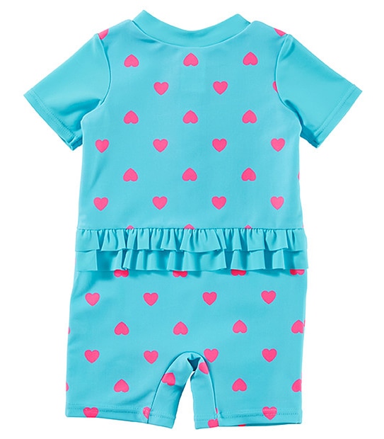 Short Sleeve Swim Unitard - Hearts