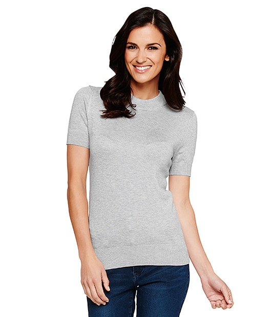 Mock Turtle Neck Top - Mid Grey