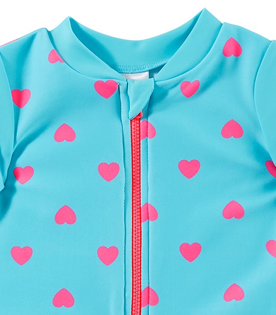 Short Sleeve Swim Unitard - Hearts