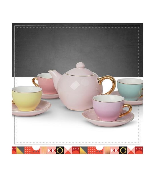 Fao Schwarz Hand-glazed Ceramic Tea Party Set - 9pc : Target