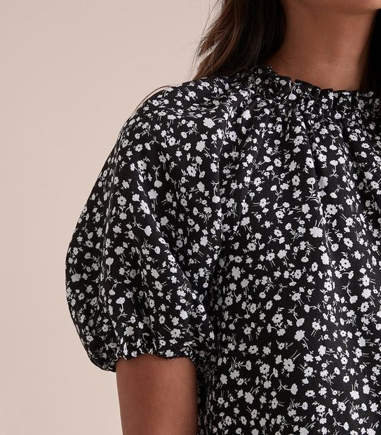 Preview Linen Blend Frill Neck Blouse