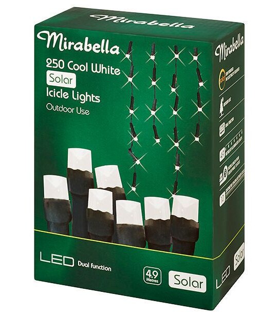 250 LED Cool White Solar Icicle Lights