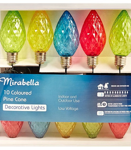 10 LED Coloured Large Pine Cone Lights