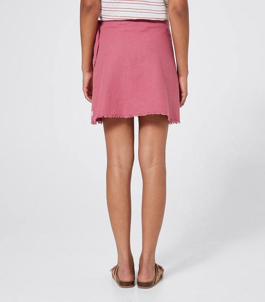 Piping Hot Linen Blend Wrap Skirt