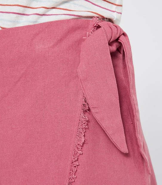 Piping Hot Linen Blend Wrap Skirt