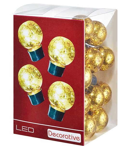 20 LED Gold Crackle Ball Lights
