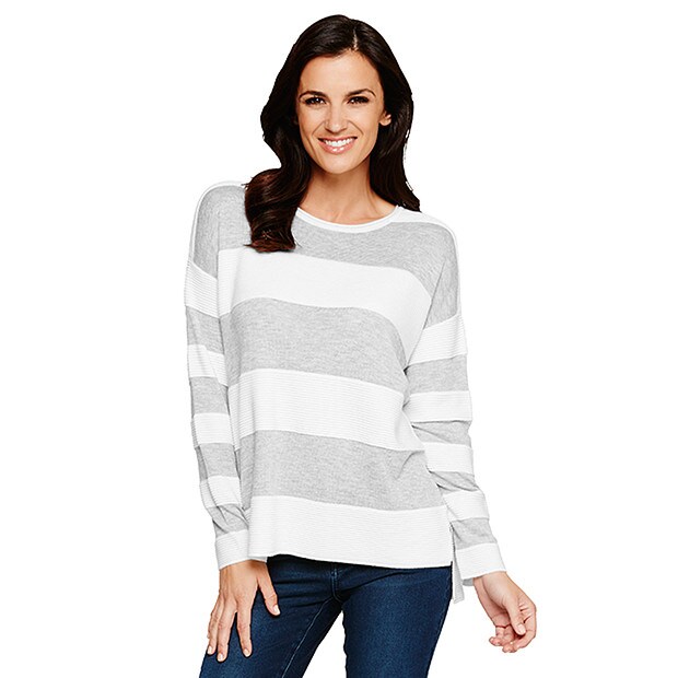 Ottoman Rib Jumper - Light Grey / Snow White Ottoman Rib Jumper - Light Grey / Snow White