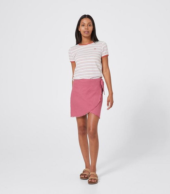Piping Hot Linen Blend Wrap Skirt