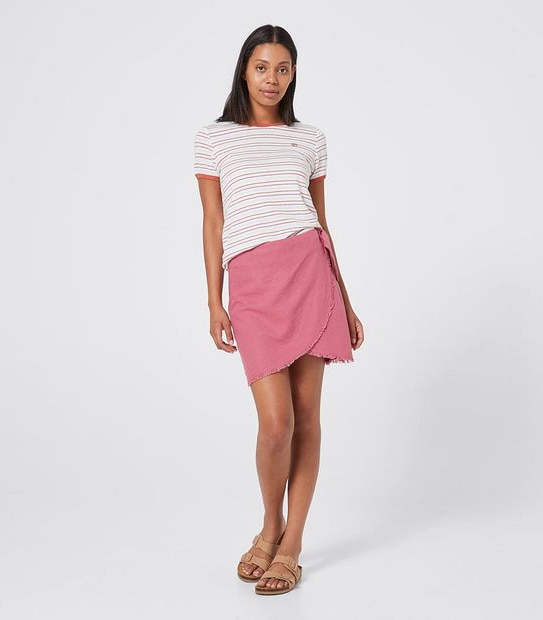 Piping Hot Linen Blend Wrap Skirt