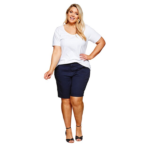 Belle Curve Rib Waist Shorts - Peacoat 