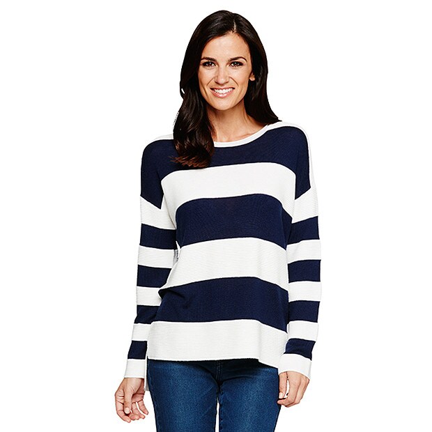 Ottoman Rib Jumper - Peacoat / Snow White Ottoman Rib Jumper - Peacoat / Snow White
