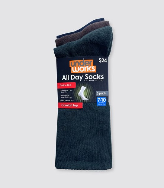Underworks 3 Pack All Day Cushion Crew Socks