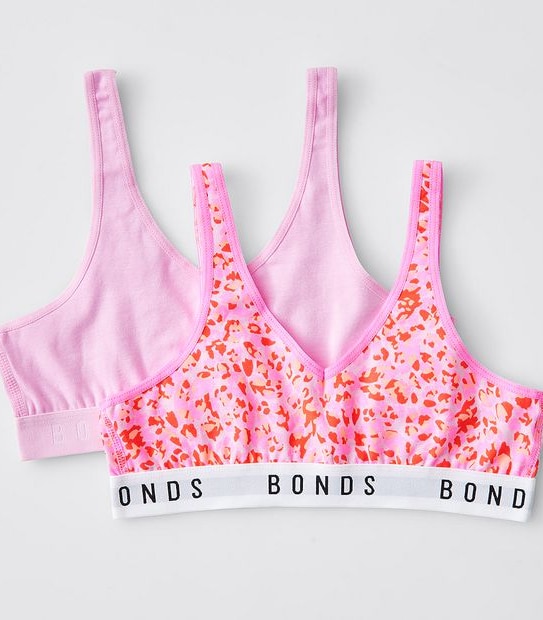 Bonds 2 Pack Tank Crop - Leopard Pink