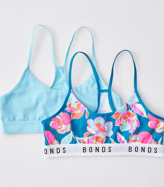 Bonds 2 Pack Racer Crop - Blue Petal