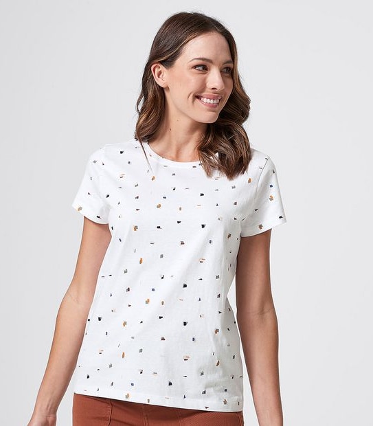 Printed Organic Cotton T-Shirt - White Terrazzo