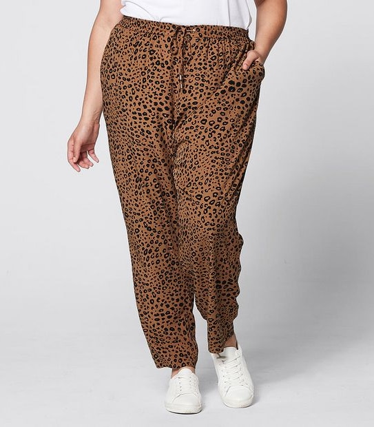 Belle Curve Fashion Jogger Pants - Leopard Print