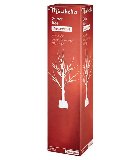 White Glitter LED Table Tree