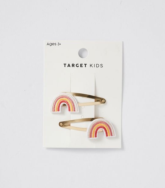 2 Pack Embroidered Rainbow Hair Clips