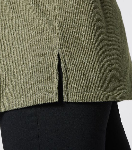 Belle Curve Button Shoulder Ribbed Top - Sage Green