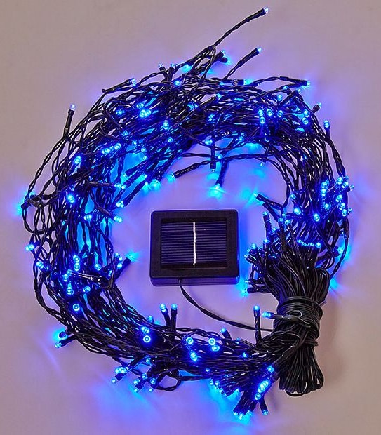 250 LED Blue Solar Icicle Lights
