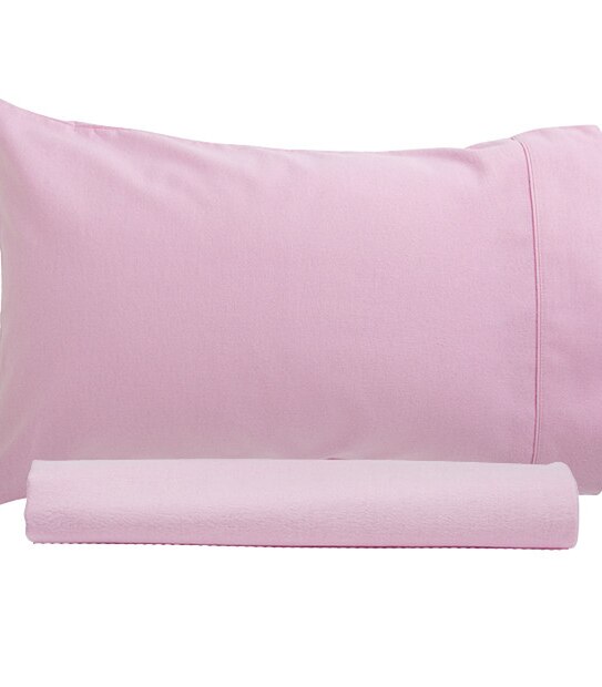 Flannelette Fitted Sheet + Pillowcase Pack - Pink